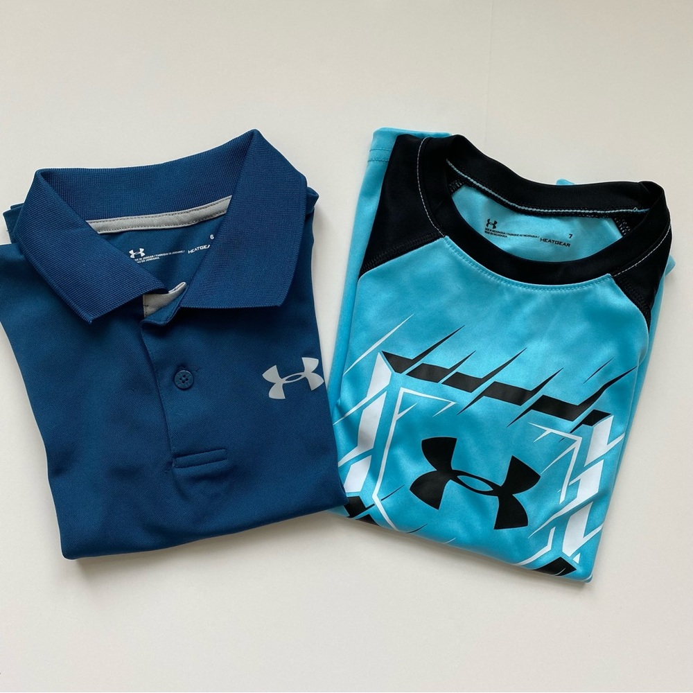 Bundle Under Armour Tee T-Shirt Polo Shirt Short Sleeve Boys Sz 6, 7